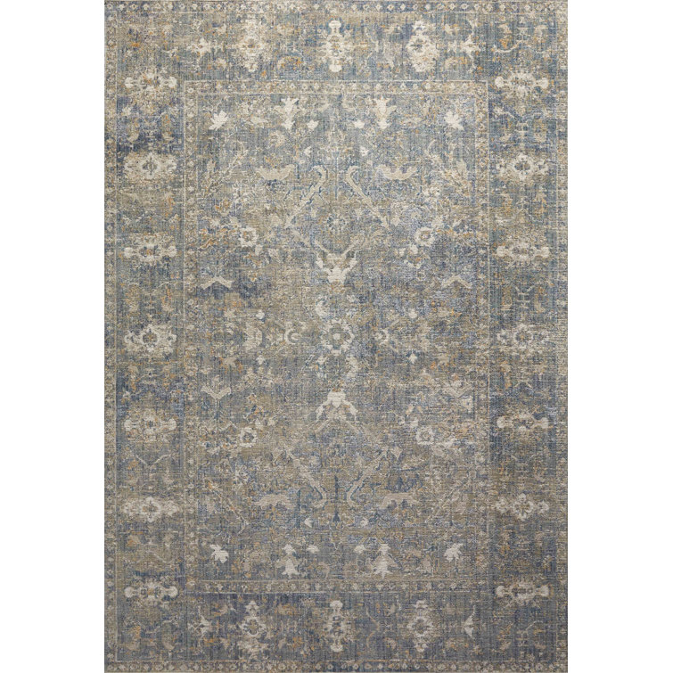 Handmade Rectangular Blue Synthetic Easy Care Rug 75" x 108"