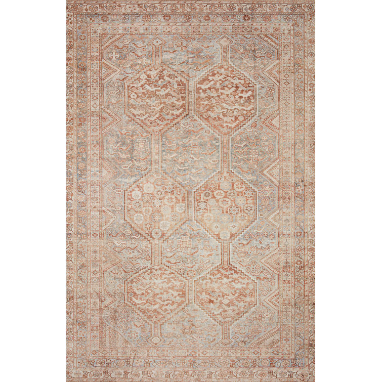 Elegant Blue 36"x24" Synthetic Rectangular Easy-Care Rug