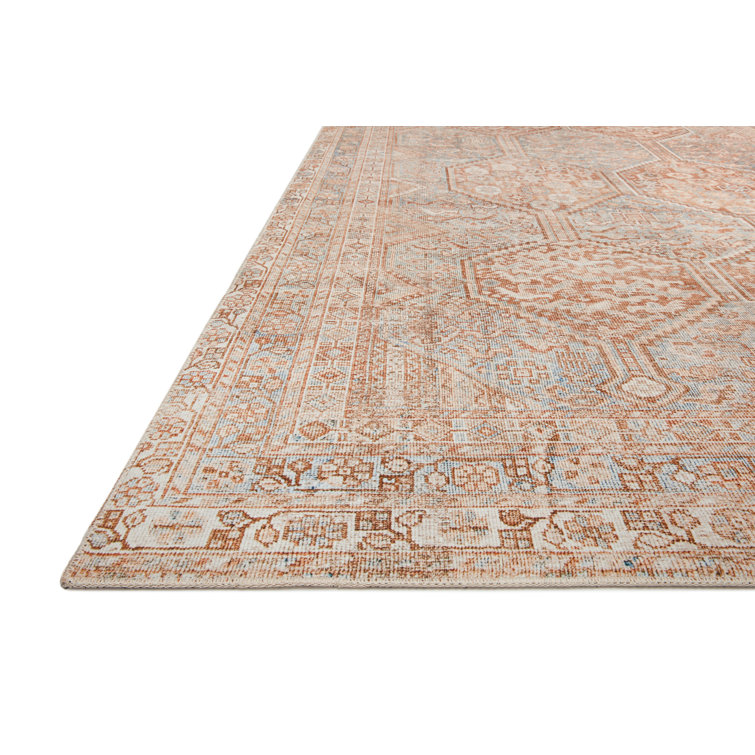 Elegant Blue 36"x24" Synthetic Rectangular Easy-Care Rug