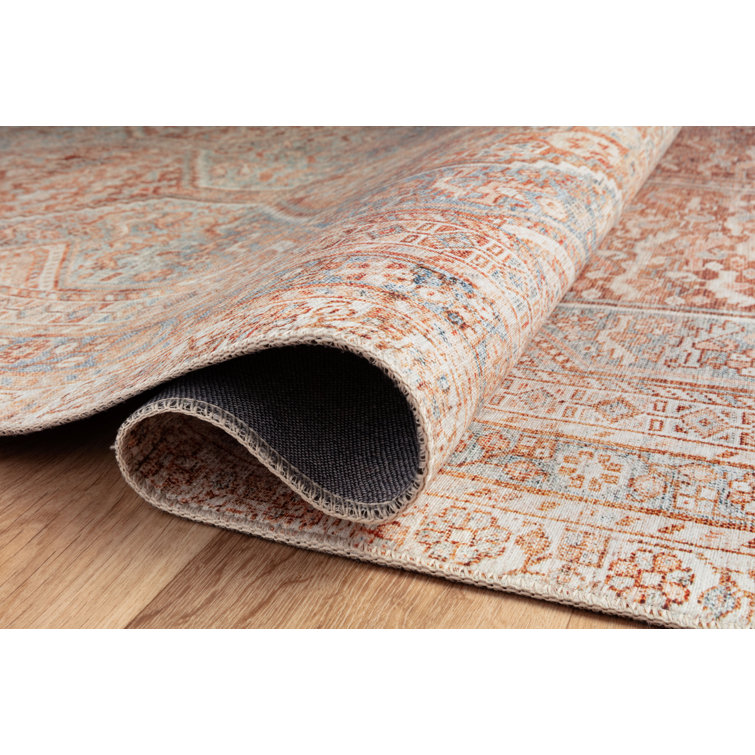 Elegant Blue 36"x24" Synthetic Rectangular Easy-Care Rug