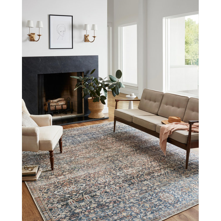 Elegant Denim Blue 7'6" x 9'6" Synthetic Rectangular Area Rug