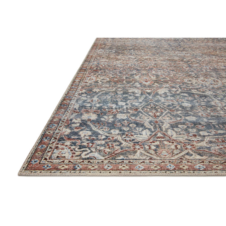 Elegant Denim Blue 7'6" x 9'6" Synthetic Rectangular Area Rug