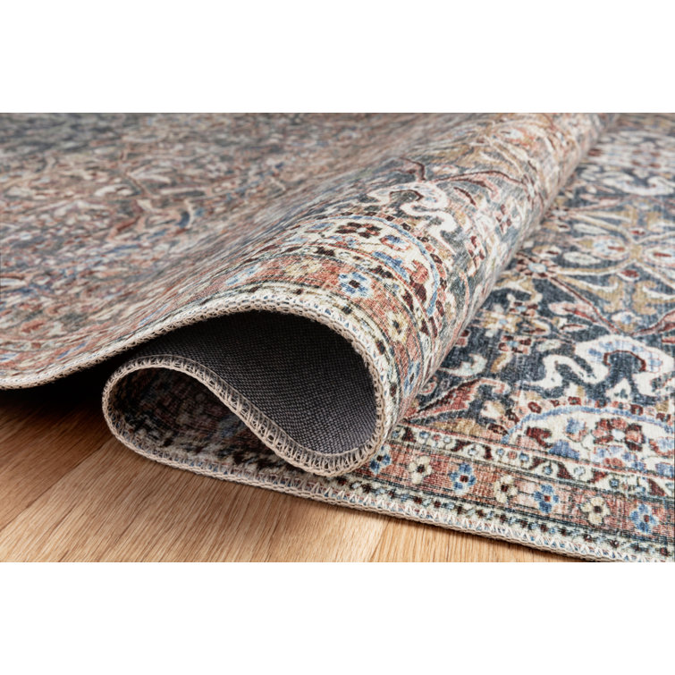 Elegant Denim Blue 7'6" x 9'6" Synthetic Rectangular Area Rug