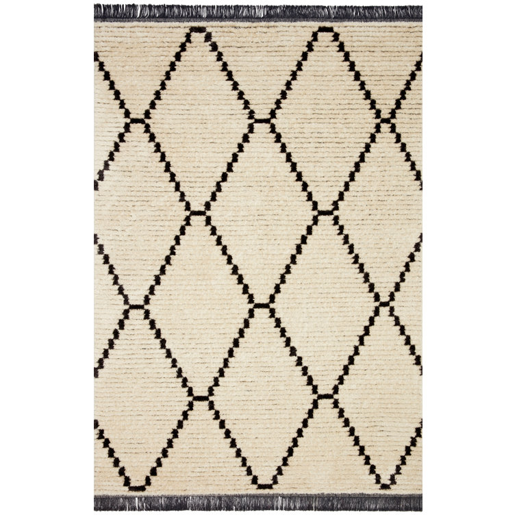 Alice Cream/Charcoal Geometric Synthetic Area Rug 9'-2" x 13'