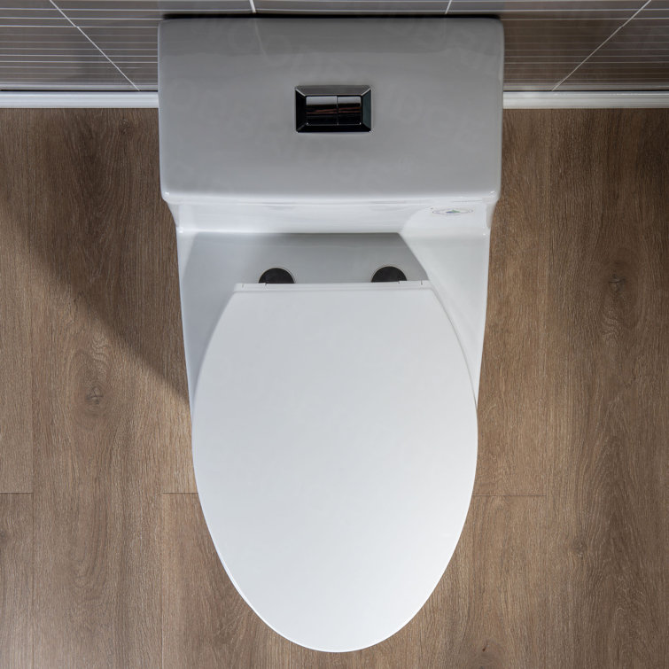 White Elongated Dual Flush High Efficiency One Piece Toilet