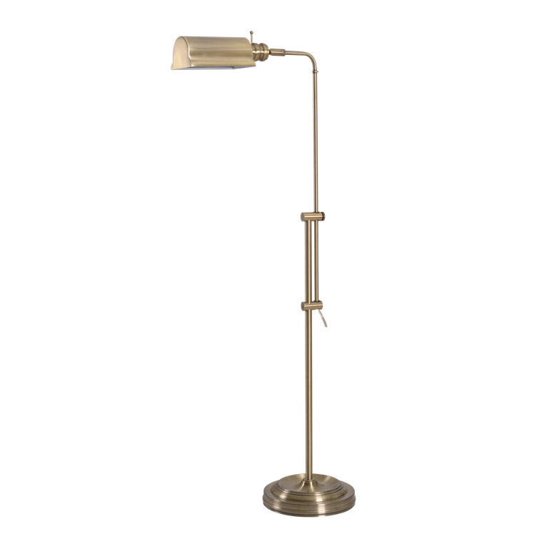 Adjustable Antique Brass Pharmacy Floor Lamp, 46"-57.5"