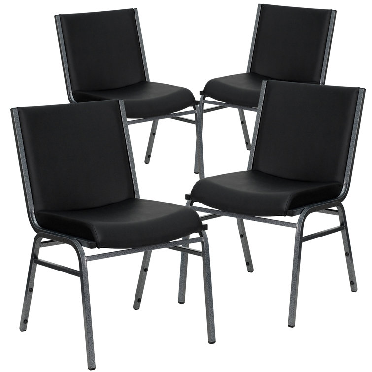 Hercules Series Contemporary Black Vinyl Metal Stack Chair