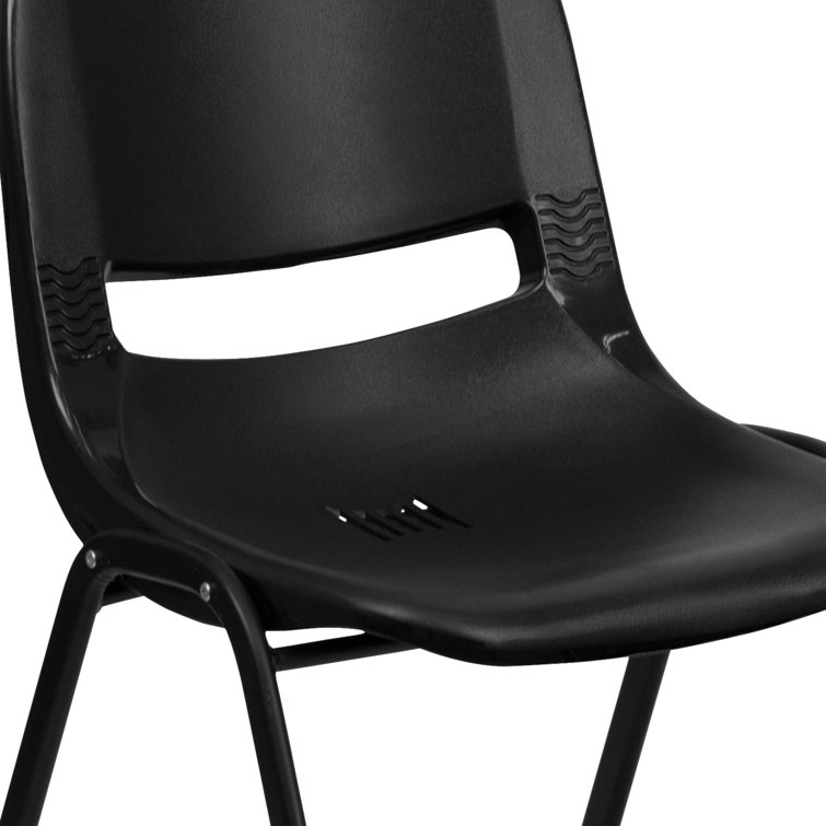 ErgoFlex Black Vinyl & Metal Mid-Back Stacking Chair - Pack of 5