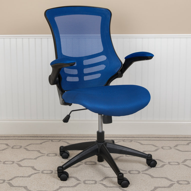 Blue Mesh Mid-Back Ergonomic Office Chair with Adjustable Arms