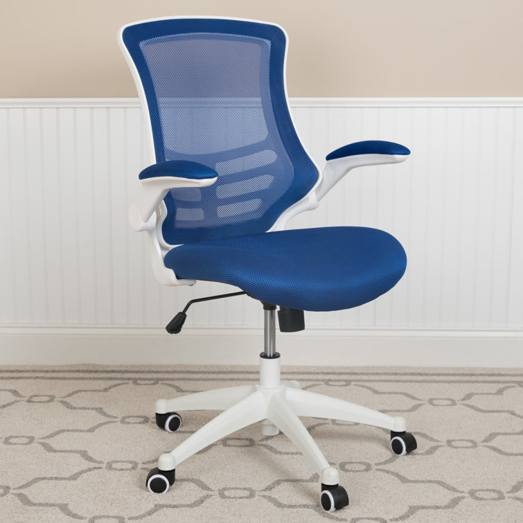 Modern Blue Mesh and White Plastic Ergonomic Swivel Task Chair