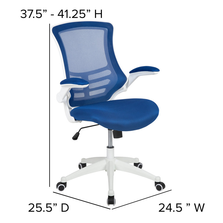 Modern Blue Mesh and White Plastic Ergonomic Swivel Task Chair