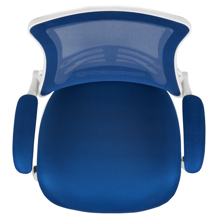 Modern Blue Mesh and White Plastic Ergonomic Swivel Task Chair
