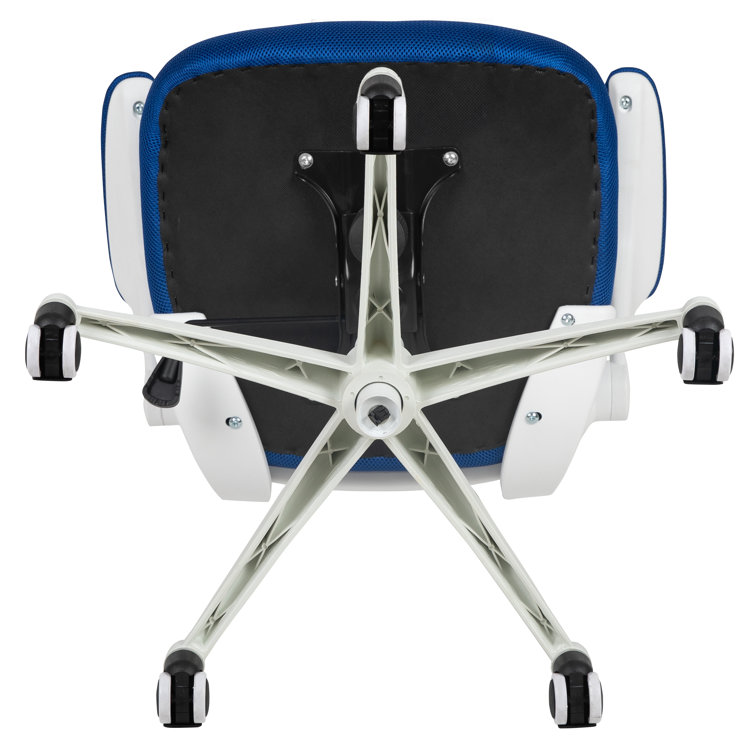 Modern Blue Mesh and White Plastic Ergonomic Swivel Task Chair