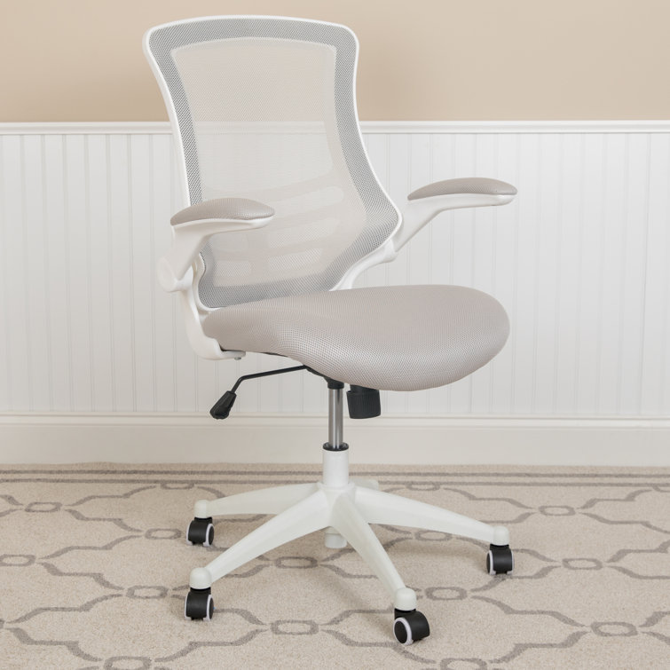 Modern Blue Mesh and White Plastic Ergonomic Swivel Task Chair