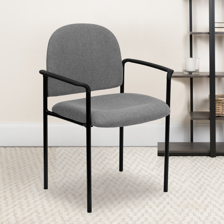 Gray Fabric Stackable Steel Side Reception Chair with Arms