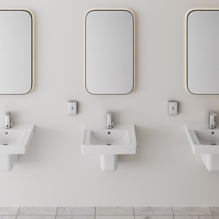White Ceramic Wall-Mounted Rectangular Bathroom Sink