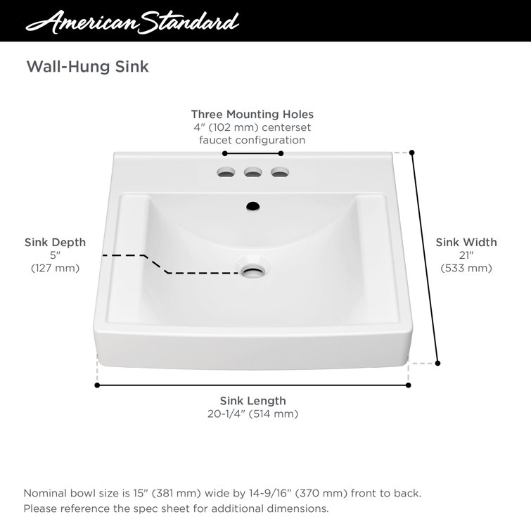 Decorum 21'' White Ceramic Wall-Mount Bathroom Sink