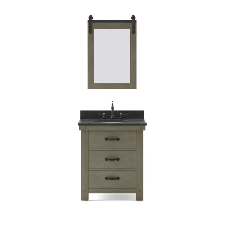 Aberdeen 30'' Grizzle Gray Vanity with Blue Limestone Top