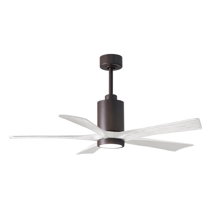 Patricia 52'' Textured Bronze Matte White Solid Wood Ceiling Fan with LED Lights