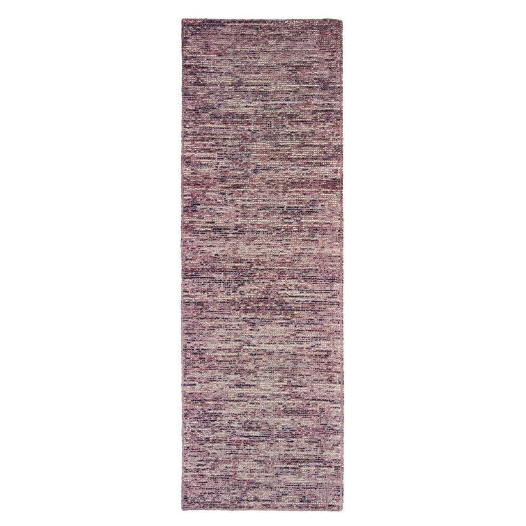 Luxurious Hand-Tufted Gray and Soft Violet Wool-Viscose Runner Rug 2'6" x 8'