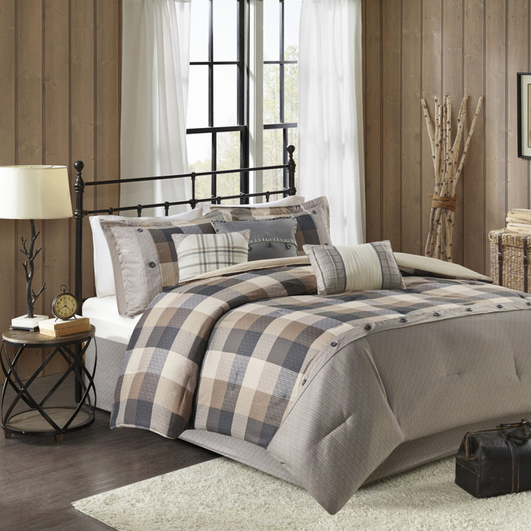 California King Neutral Herringbone 7-Piece Comforter Set