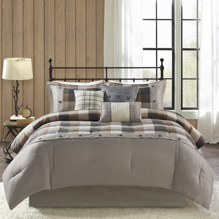California King Neutral Herringbone 7-Piece Comforter Set