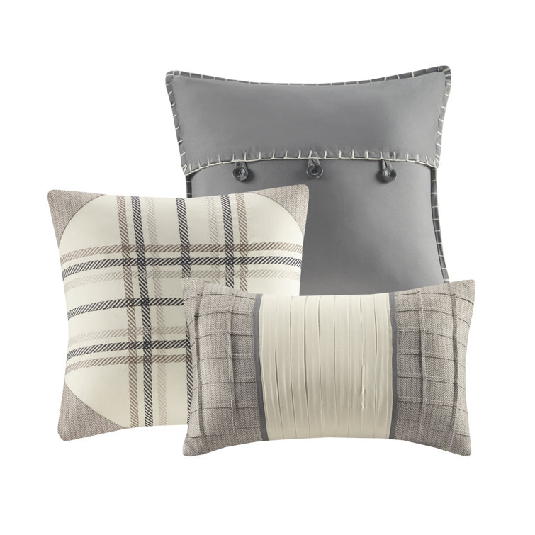 California King Neutral Herringbone 7-Piece Comforter Set