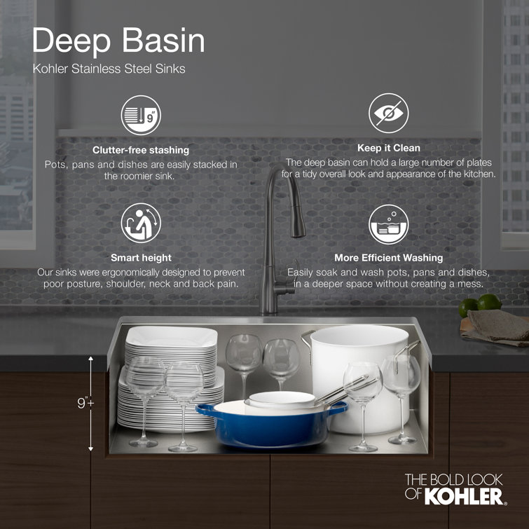 Prologue 36" Stainless Steel Single Bowl Drop-in Kitchen Sink