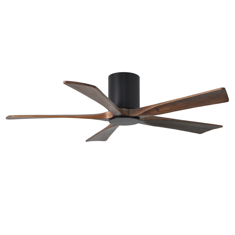 Matte Black 52" Ceiling Fan with Walnut Solid Wood Blades and LED Light