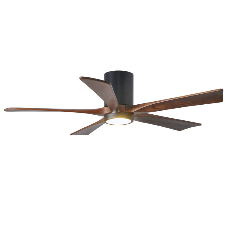 Matte Black 52" Ceiling Fan with Walnut Solid Wood Blades and LED Light