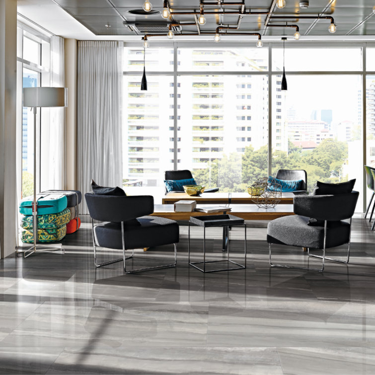 Alaska Gray Large Format Glossy Porcelain Rectangle Tile