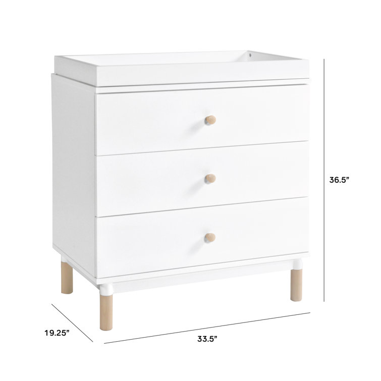Gelato 3-Drawer White Dresser with Removable Changing Tray