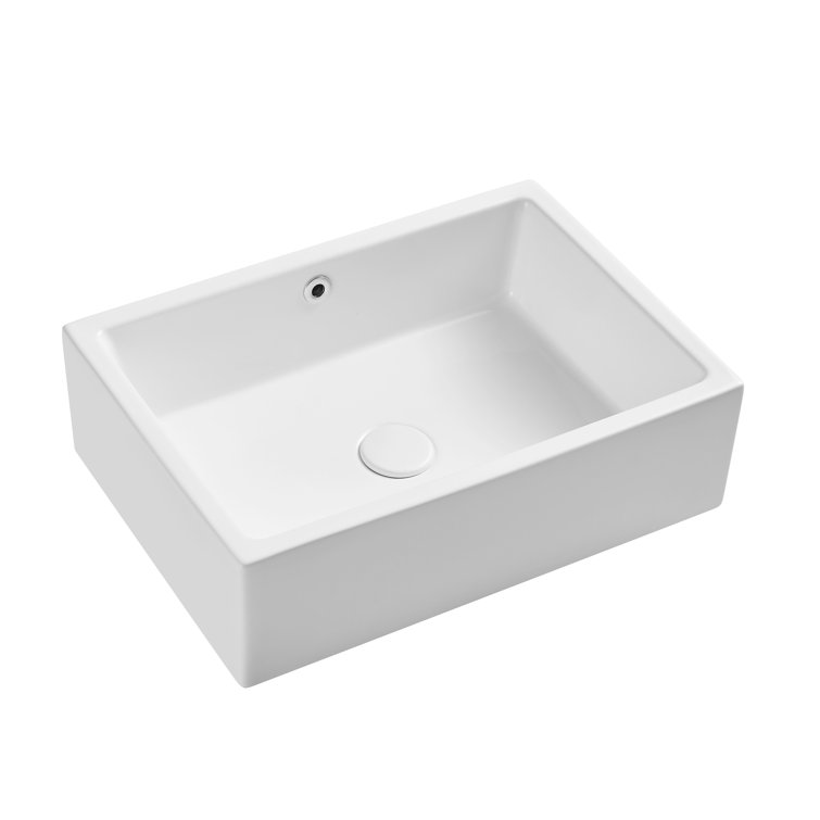 Dublin 20" x 15" White Ceramic Rectangular Vessel Sink with Overflow