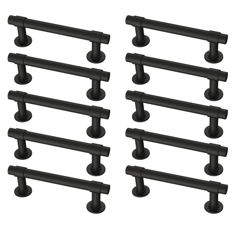 Matte Black Brass Bar Pull with Mounting Hardware, 10-Pack