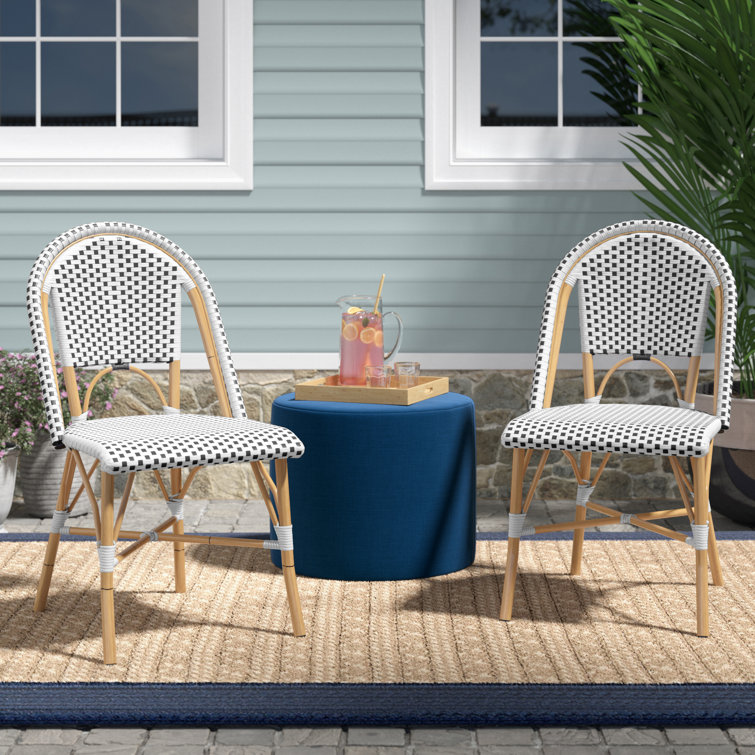 Salcha 35" Black and White Wicker Side Chair Set