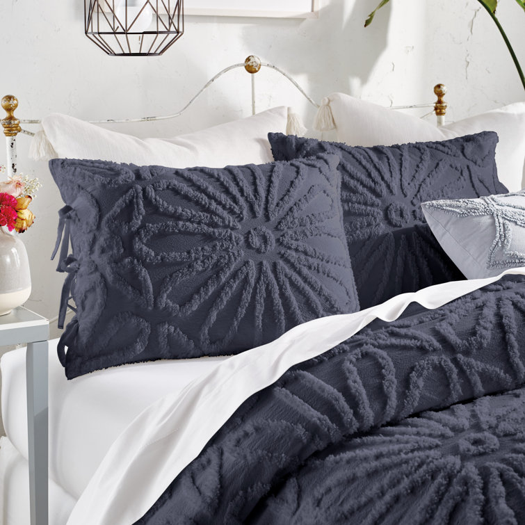 Indigo Cotton Floral Motif Full Comforter Set