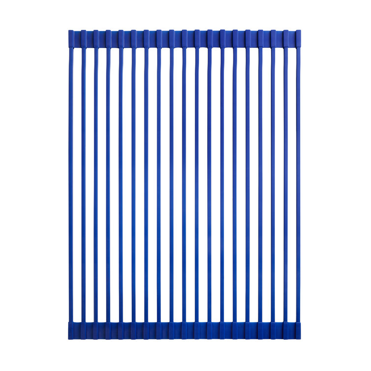 Navy Blue Silicone Roll-Up Kitchen Sink Grid