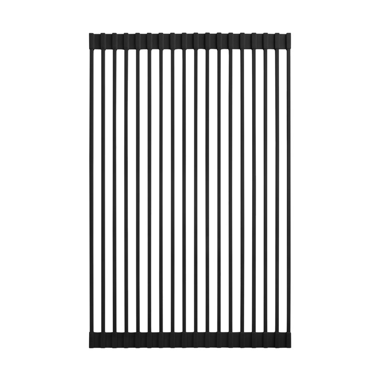 Black Silicone Roll-Up Kitchen Sink Grid, 20.5" x 12.6"