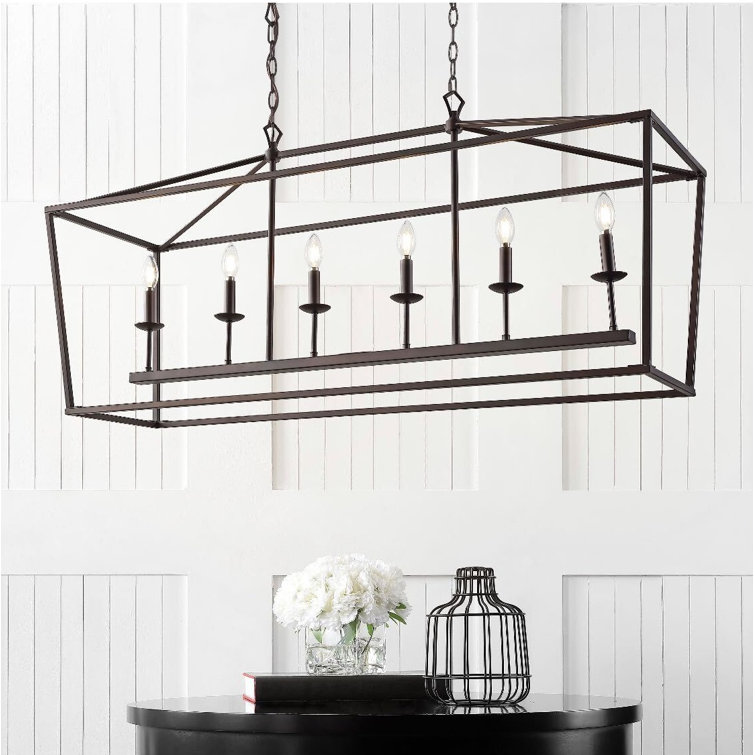 Pagoda 49" Oil Rubbed Bronze LED 6-Light Farmhouse Lantern Pendant