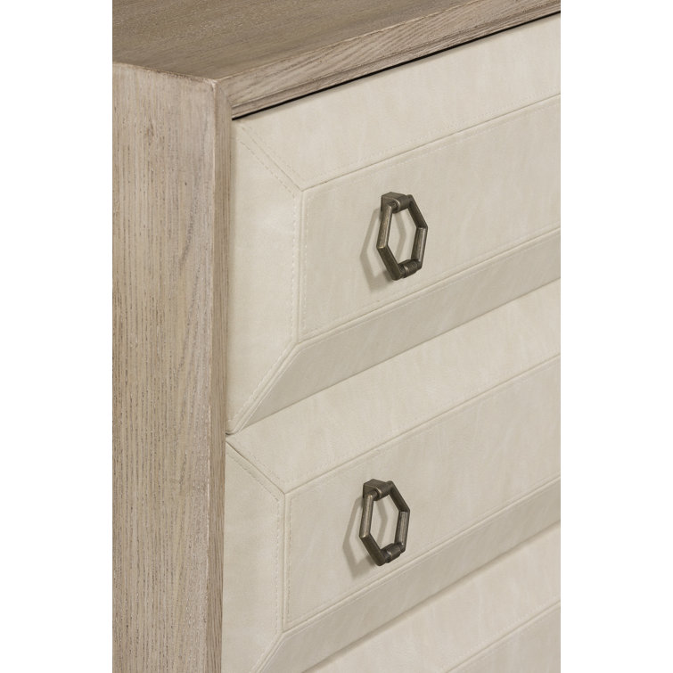 Beige Oak and Ash Transitional 3-Drawer Nightstand
