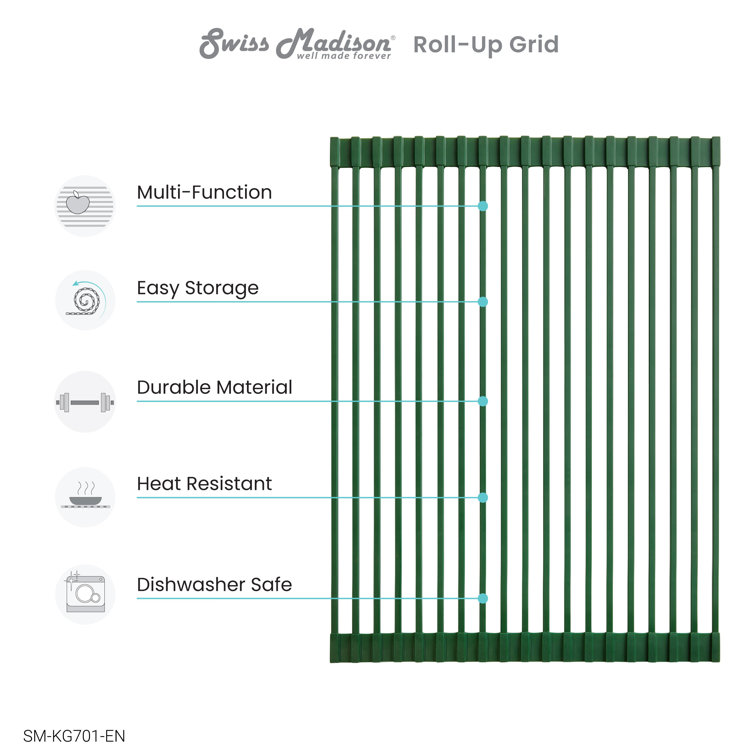 Green Non-Slip Silicone Kitchen Sink Grid, 20 x 12 Inches
