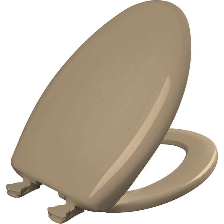 Sand Elongated Plastic Toilet Seat with Whisper-Close Lid