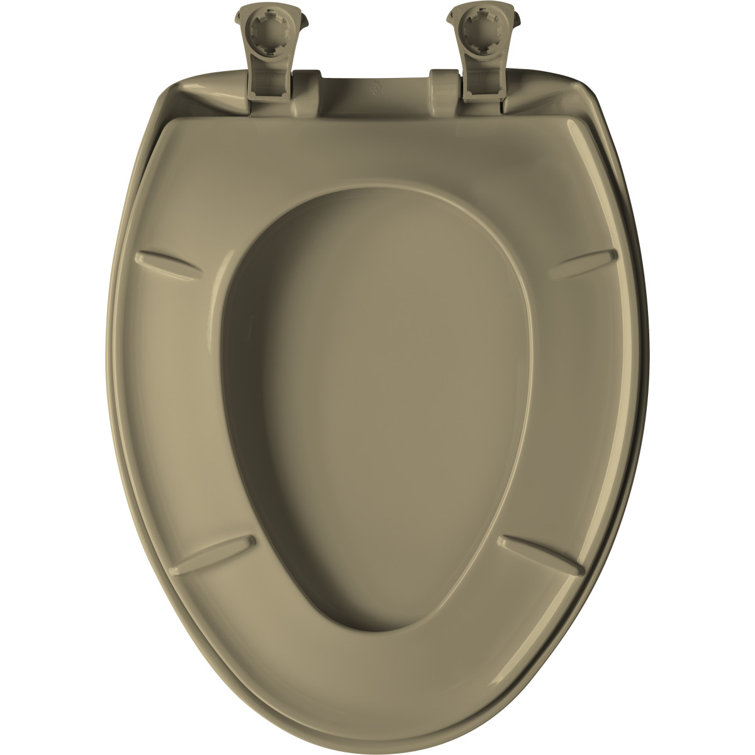Sand Elongated Plastic Toilet Seat with Whisper-Close Lid