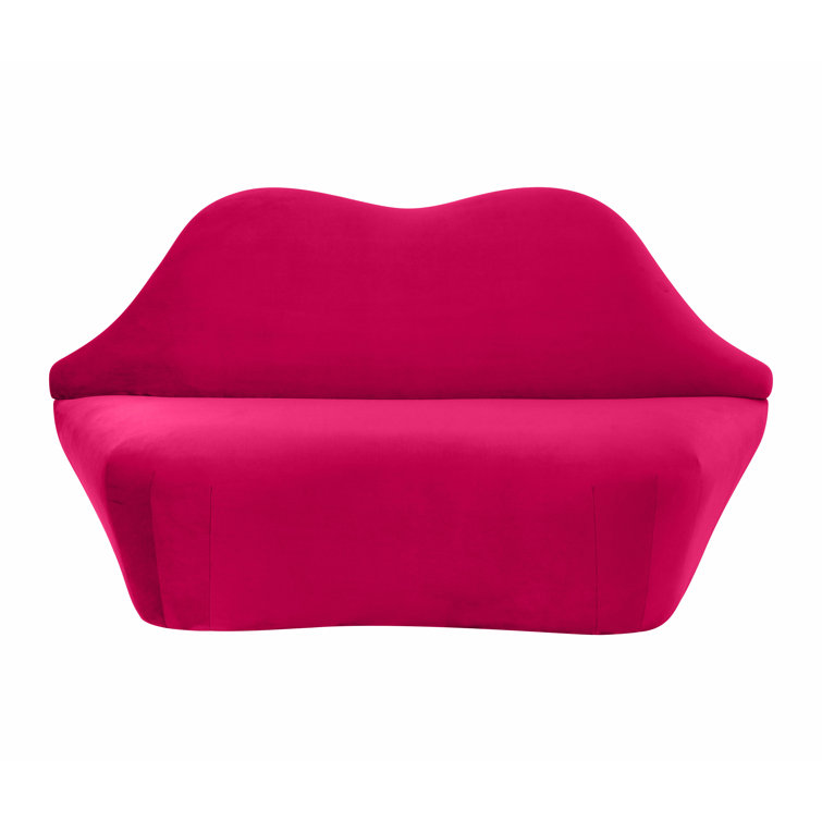 Hot Pink Velvet Lips Shaped Settee Sofa