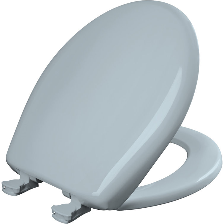 Heron Blue Round Plastic Slow-Close Toilet Seat with Whisper-Close Hinge