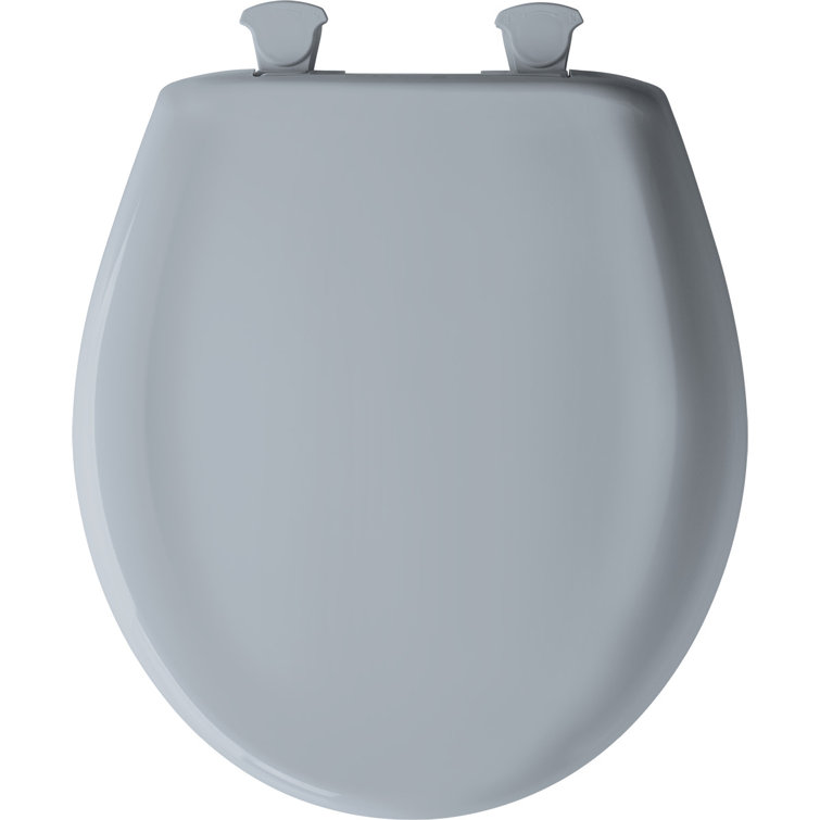 Heron Blue Round Plastic Slow-Close Toilet Seat with Whisper-Close Hinge