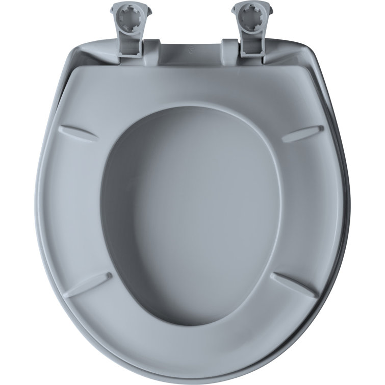Heron Blue Round Plastic Slow-Close Toilet Seat with Whisper-Close Hinge