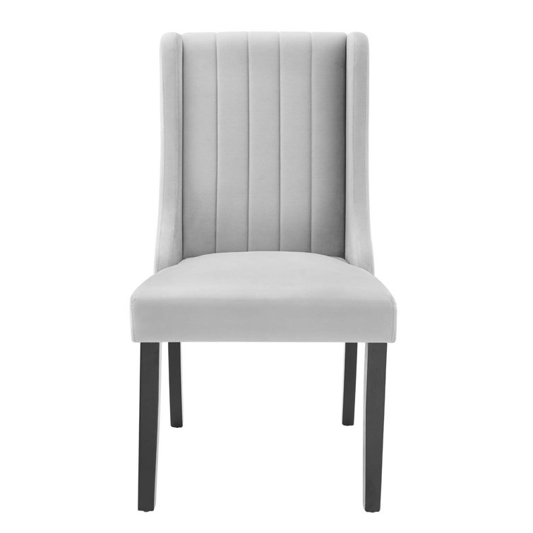 Parsons Light Gray Velvet Side Chair with Channel Tufting - Set of 2