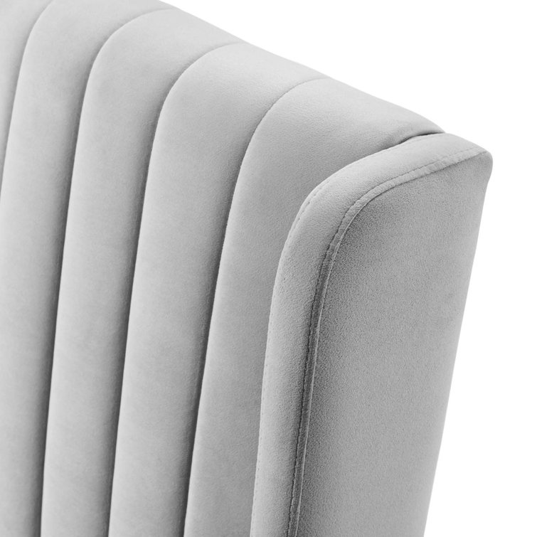 Parsons Light Gray Velvet Side Chair with Channel Tufting - Set of 2