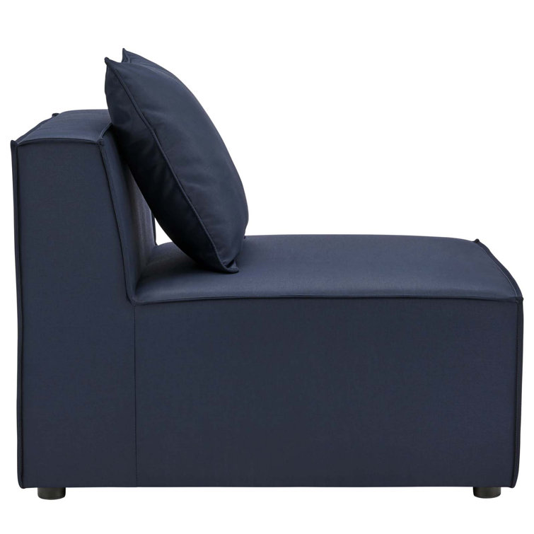 Navy Blue Fabric Upholstered Outdoor Armless Chair